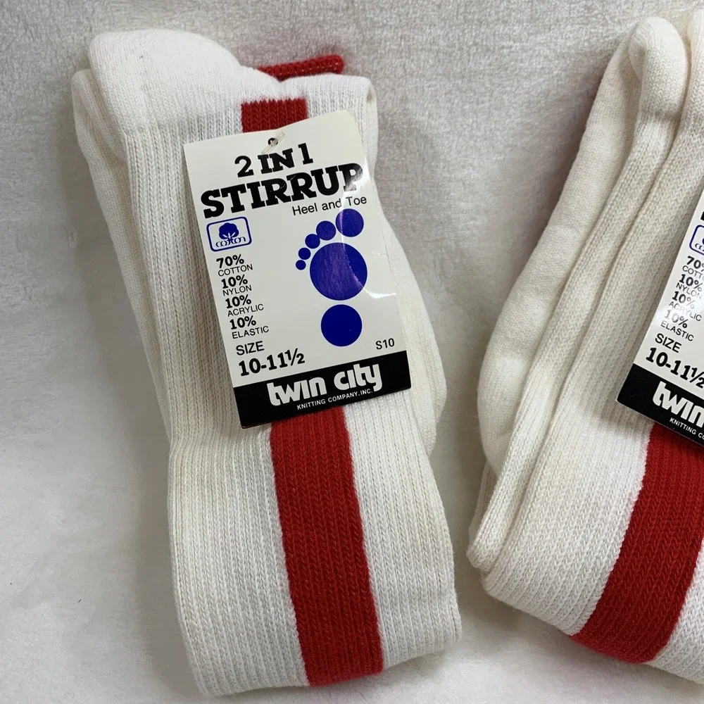 Lot Of 2 New Twin City Baseball Softball 2N1 Red White Stirrup Socks Size 10-11